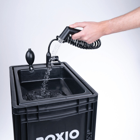 BOXIO WASH PLUS - mobile Eurobox sink with shower, mirror and cleaning beads