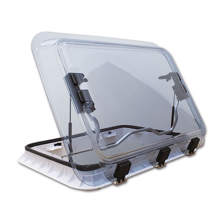 ExtraVENT 100 - 96 x 65.5 cm rooflight for motorhomes and caravans, double-glazed dome, LED, pleated blind and fly screen, roof 25-60 mm