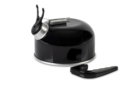 CAMP4 Mariella whistling kettle 1 l - with detachable handle, 15 x 14.5 x 9 cm, black, for motorhomes and camping
