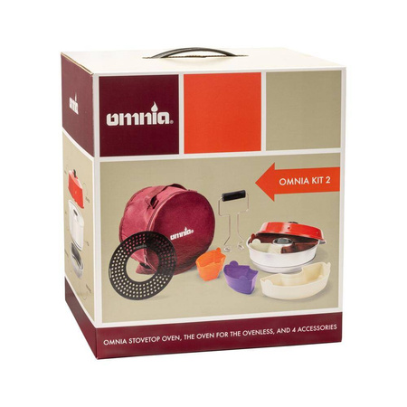 Omnia Kit 2 - Classic 2 l stovetop oven with perforated tray, silicone moulds, lifting handle and bag