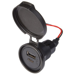 Pro Car Gniazdo podwójne USB-C/A czarne bez płyty montażowej IP54