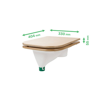 TROBOLO urine diverter white with wooden toilet seat - insert for DIY composting toilet