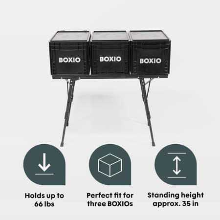 BOXIO TABLE - aluminiowy stół kempingowy na 3 Euroboxy z regulacją nóg 40-62 cm