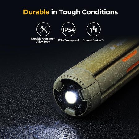 BougeRV lampa kempingowa teleskopowa LED 3000 lm z akumulatorem 15600 mAh, IP54, 27-164 cm