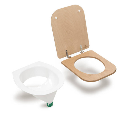 TROBOLO urine diverter white with wooden toilet seat - insert for DIY composting toilet