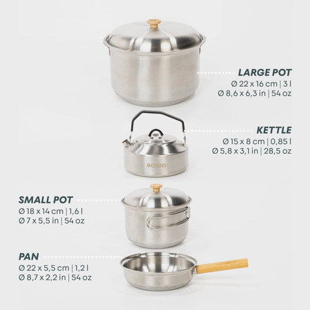 BOXIO COOK PLUS - kuchenka gazowa w Euroboxie z zestawem garnków BOXIO COOKWARE
