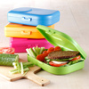 ajaa! lunch box with divider, blue – made from sugarcane, 18.5 × 12.5 × 5 cm