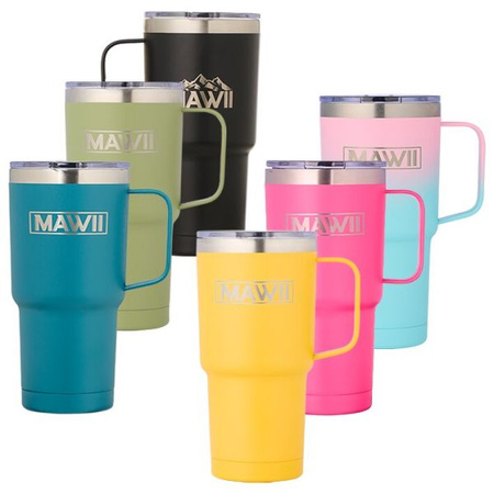 MAWII kubek termiczny stal nierdzewna 600 ml czarny z uchwytem