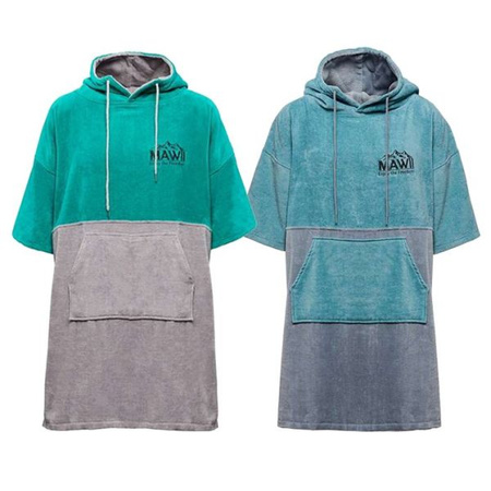 Bath Towel Poncho, turquoise/light grey, L