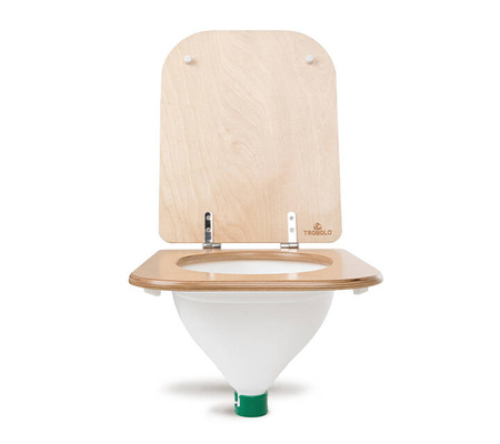 TROBOLO separator moczu biały z drewnianą deską sedesową - wkład do toalety kompostującej DIY